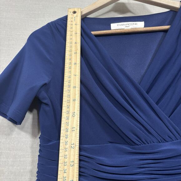 Evan Picone Womens Midi Dress Sz 4 Faux Wrap Flattering Cocktail Career Classic - Picture 5 of 10